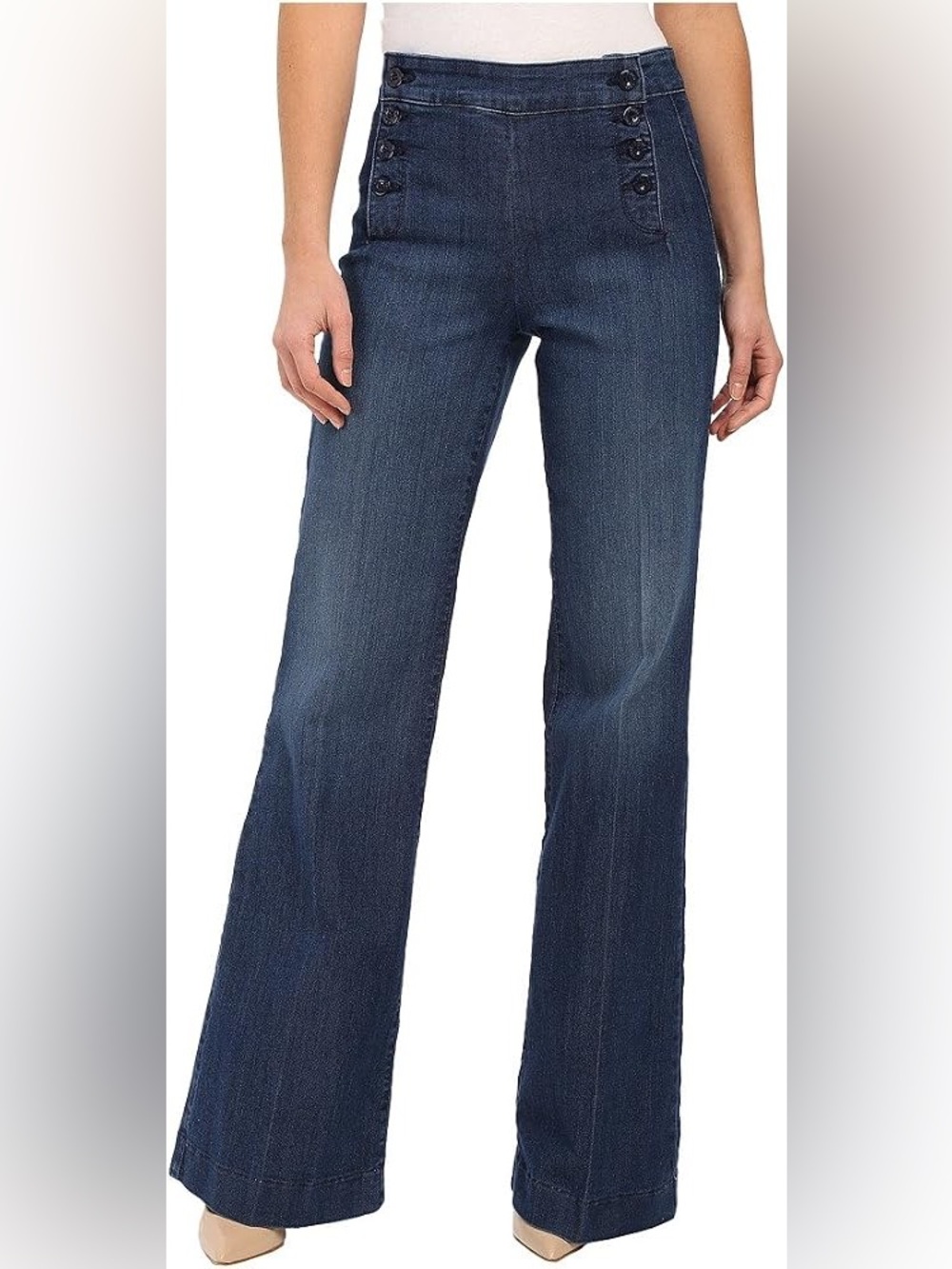NYDJ Claire Trouser Sailor Buttons Dark Blue Wide Leg Jeans